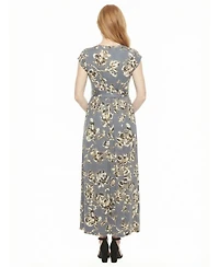 24seven Comfort Apparel Women's and Plus Size Maternity V-Neck Maxi Dress