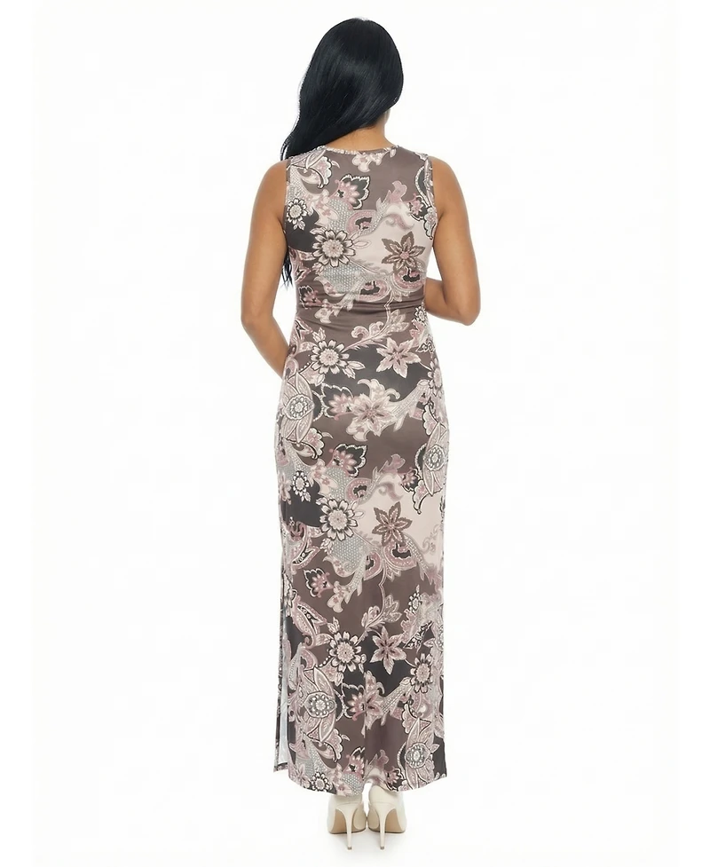 24seven Comfort Apparel Women's and Plus Size Maternity Sleeveless Maxi Dress