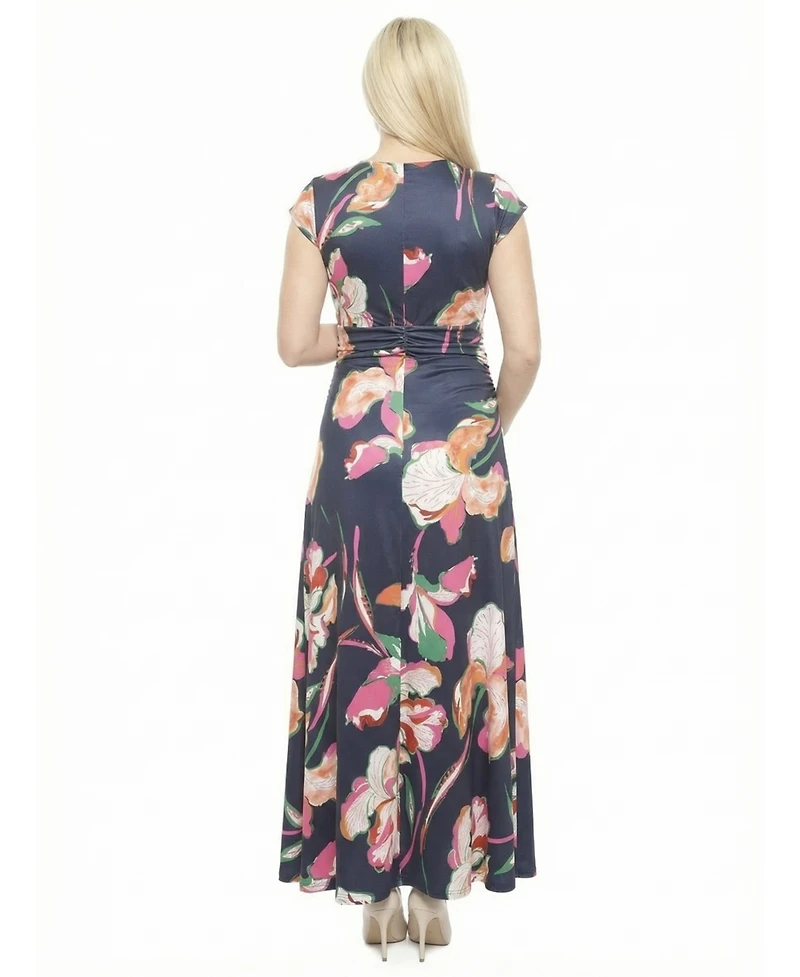 24seven Comfort Apparel Women's and Plus Maternity V-Neck Maxi Dress