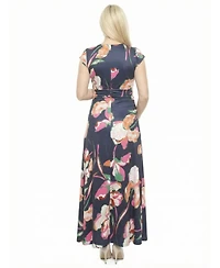 24seven Comfort Apparel Women's and Plus Maternity V-Neck Maxi Dress