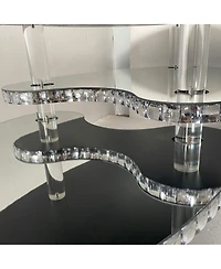 Streamdale Furniture Mirrored Glass Crystal Oval Coffee Table with Acrylic Legs
