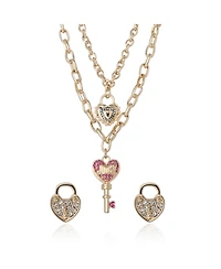 Juicy Couture Key Charm Layered Necklace and Lock Earring Set