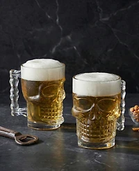 Set of 2 17.62 oz Skull Glass Mugs