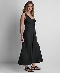 Dkny Women's V-Neck Sleeveless Midi Dress