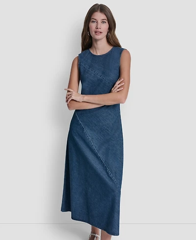 Dkny Jeans Petite Sleeveless Crewneck Bias Cut Dress