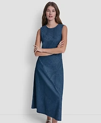 Dkny Jeans Petite Sleeveless Crewneck Bias Cut Dress