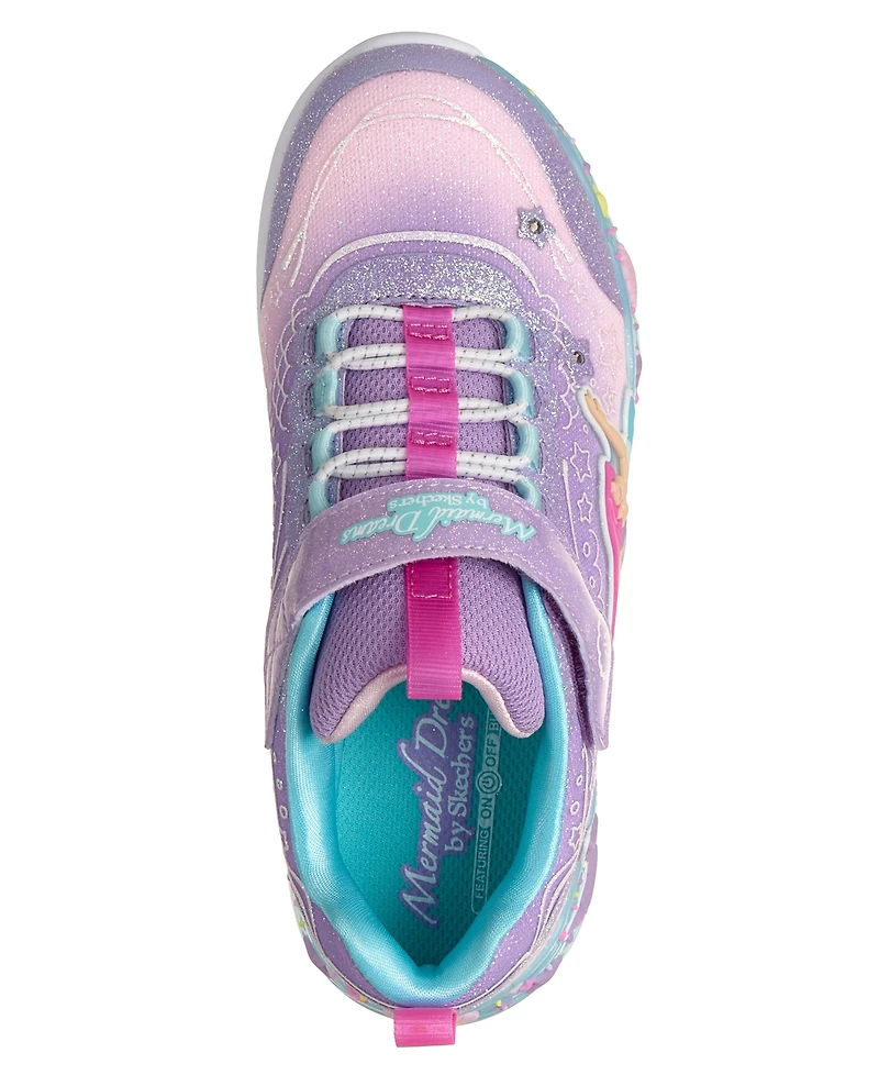 Skechers Toddler Girls S-Lights: Mermaid Dreams Light-Up Fastening Strap Casual Sneakers from Finish Line