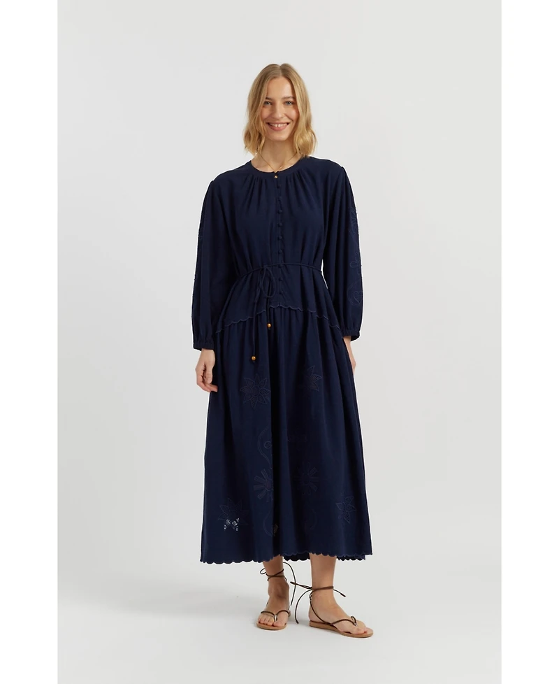 Chinti & Parker Women's Sienna Linen-Blend Broderie Dress