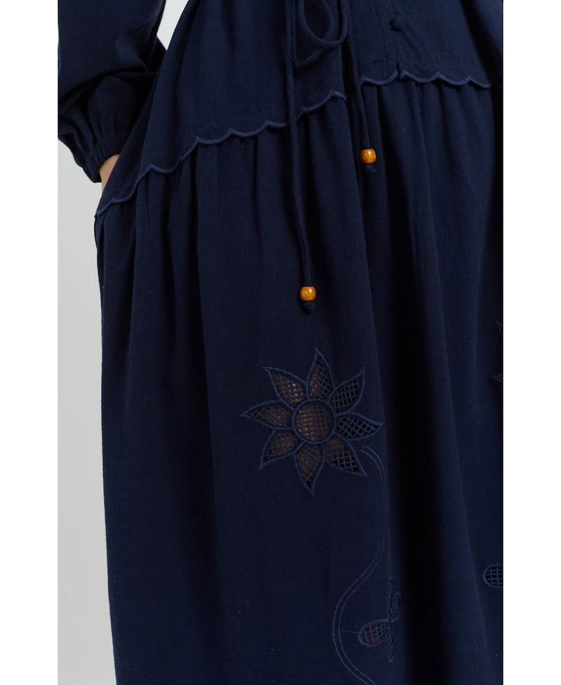 Chinti & Parker Women's Sienna Linen-Blend Broderie Dress