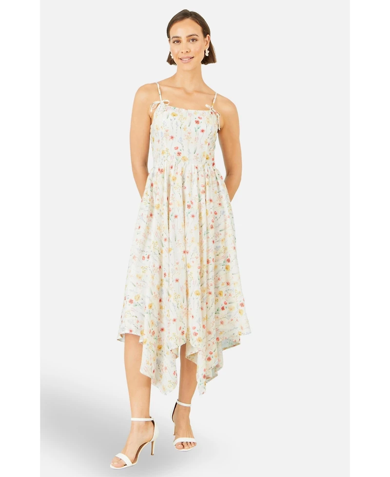 Yumi Women's Botanical Embroidery Midi Dress