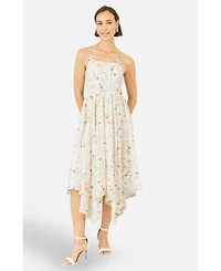 Yumi Women's Botanical Embroidery Midi Dress