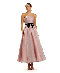 Mac Duggal Women's Polka Dot Organza Strapless Dress With Bow