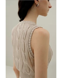 Lilysilk Women's Cable Knit Tussah Silk Cropped Top