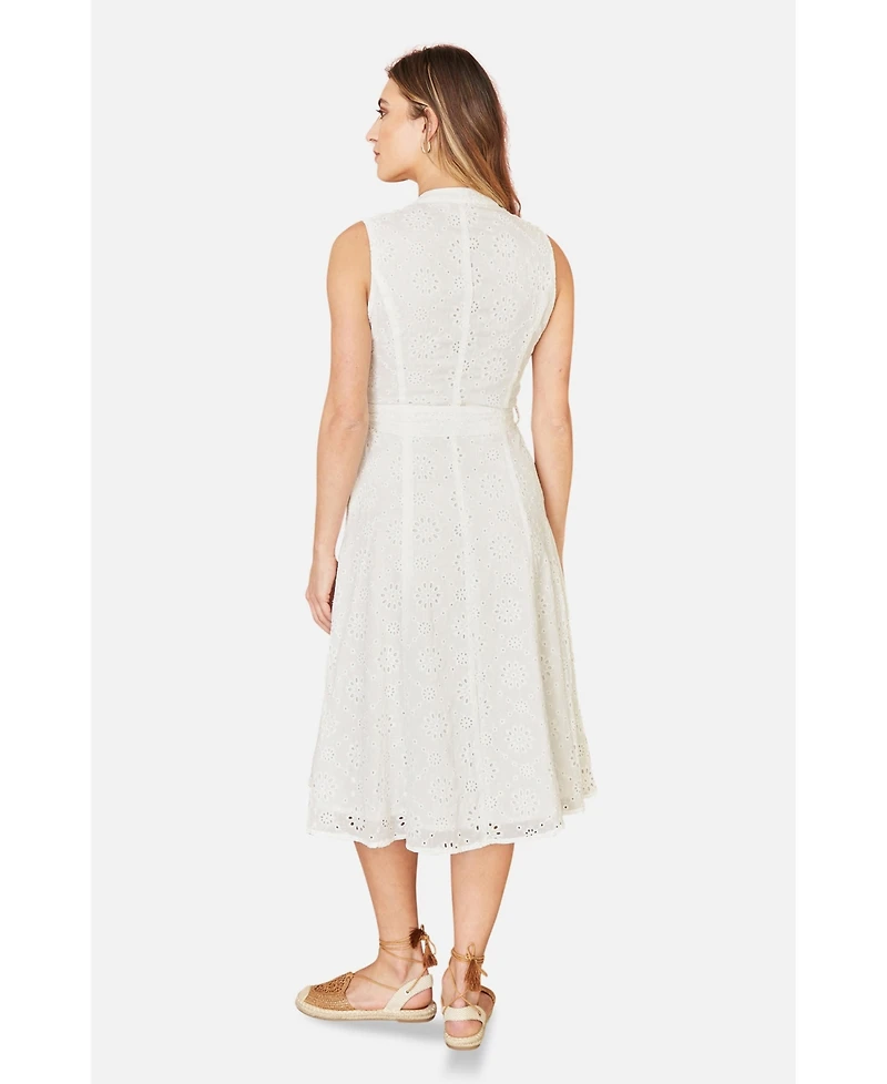 Yumi Women's Broderie Anglaise Cotton Shirt Dress