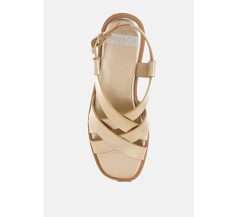 Doata Metallic Genuine Leather Buckled Flats
