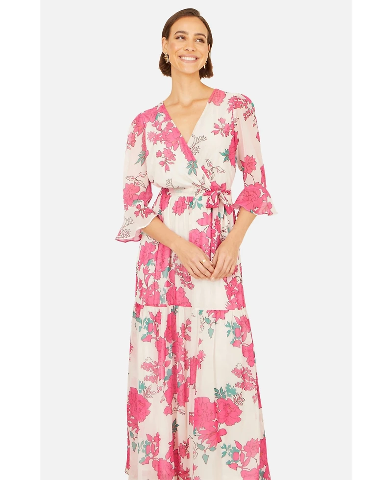 Yumi Women's Blossom Print Maxi Wrap Dress