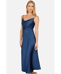 Yumi Women's Satin Cowl Neck Midi Dress