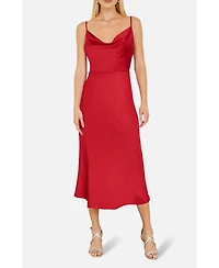 Yumi Women's Satin Cowl Neck Midi Dress