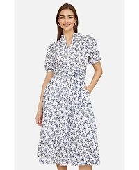 Yumi Women's Broderie Anglaise Midi Shirt Dress