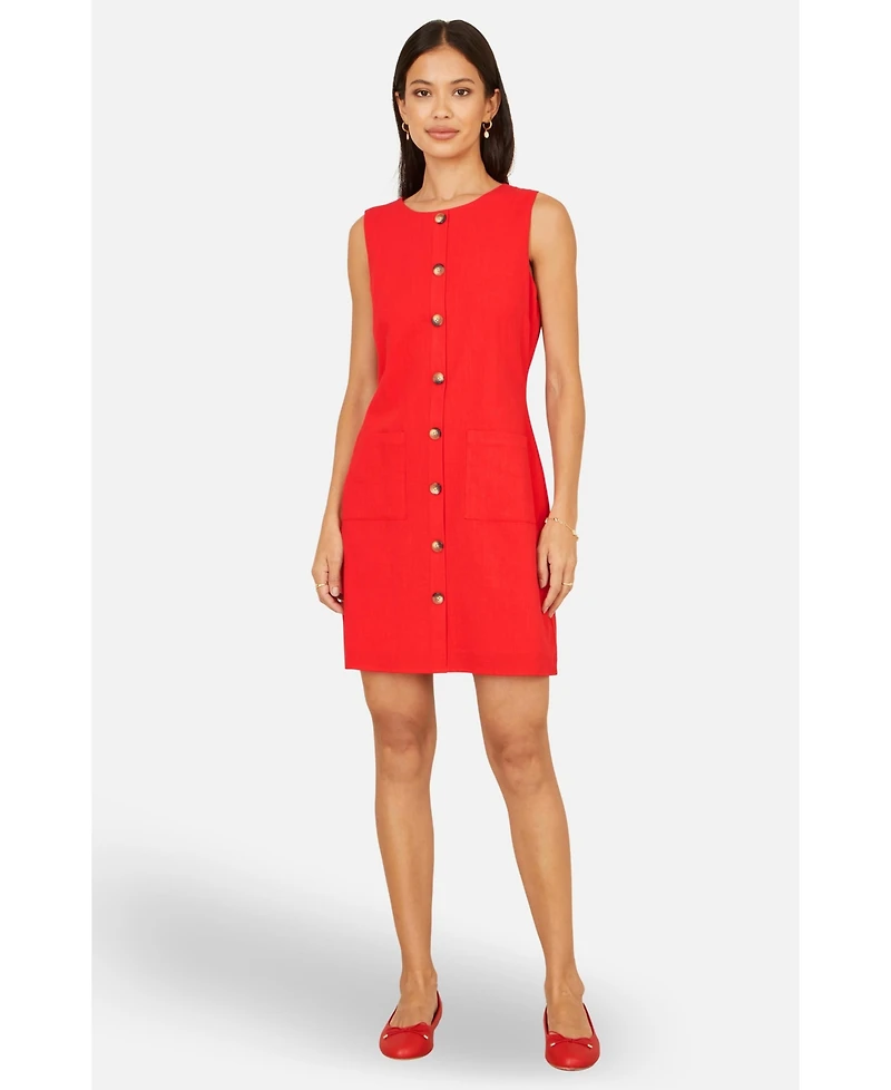 Yumi Women's Viscose Button Detail Shift Dress