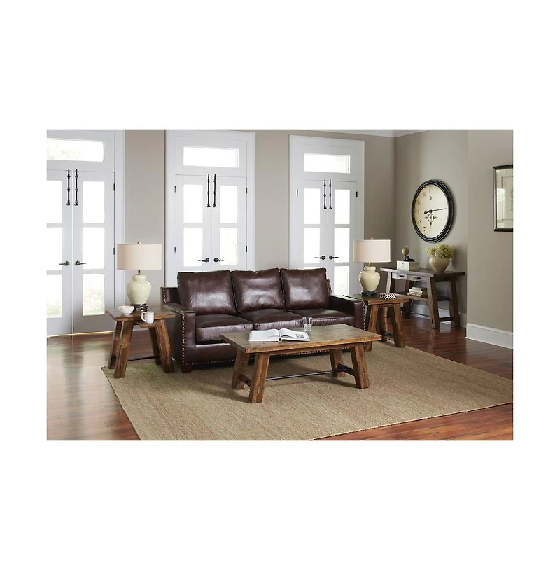 Jofran Cannon Valley Rustic Distressed Industrial Trestle 50" Coffee Table