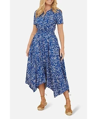 Yumi Women's Printed Midi Ruched Shirt Dress
