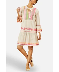 Yumi Women's Embroidered Cotton Tunic Dress