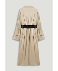 Nocturne Women's Belted Draped Shirt-Collar Maxi Dress