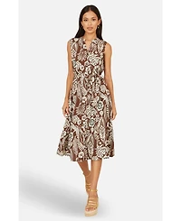 Yumi Women's Leaf Print Shirt Dress