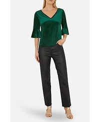 Yumi Women's Fluted Sleeve Relaxed Fit Top
