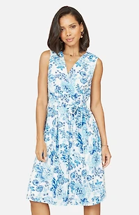 Yumi Women's Floral Wrap Over Skater Dress