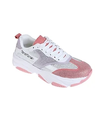 bebe Women's Sneaker with Mesh Upper and Rhinestones Embellishment