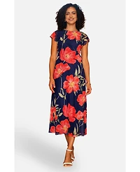 Yumi Women's Poppy Print Midi Mesh Dress