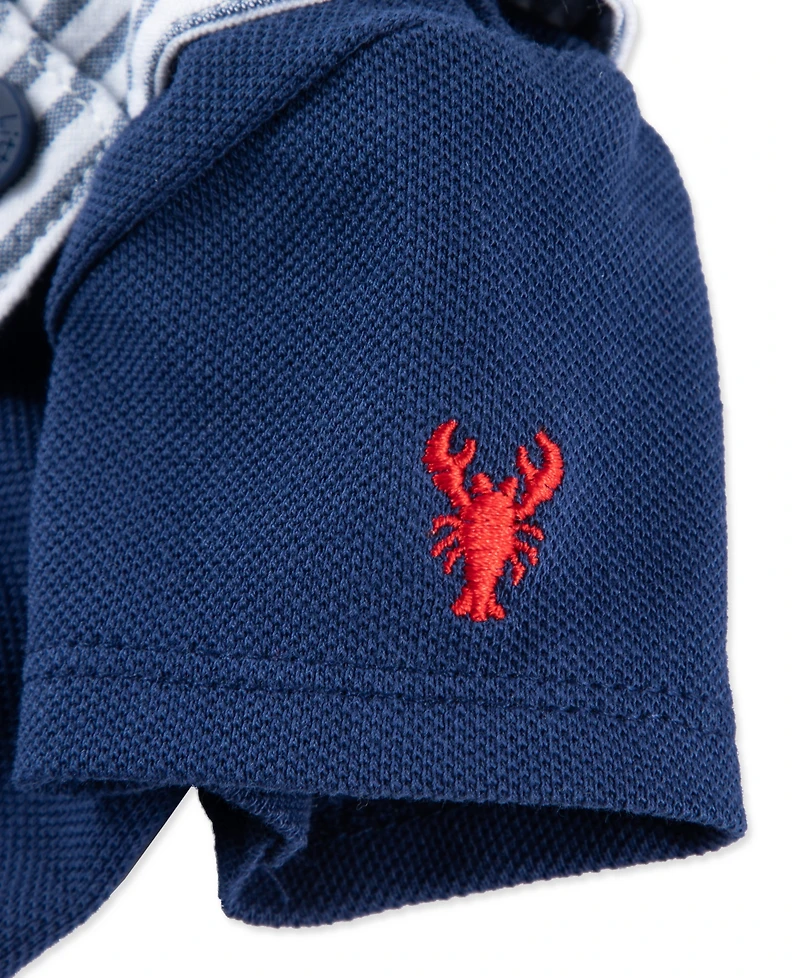 Little Me Baby Boys' Lobster Printed Shortall and Polo Shirt, 2-Piece Set