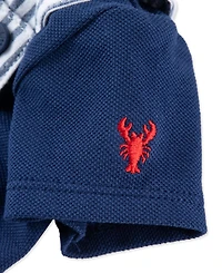Little Me Baby Boys' Lobster Printed Shortall and Polo Shirt, 2-Piece Set