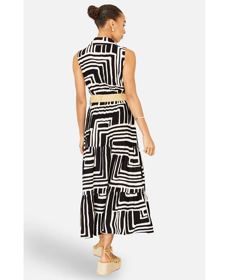 Yumi Women's Geo Print Midi Shirt Dress