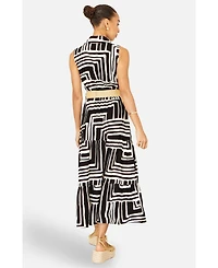 Yumi Women's Geo Print Midi Shirt Dress