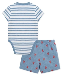 Little Me Baby Boys' Striped Short-Sleeve Bodysuit and Shorts, 2-Piece Set