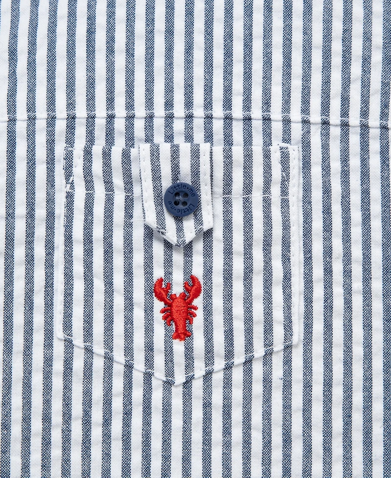 Little Me Baby Boys' Lobster Embroidery Sunsuit and Hat, 2-Piece Set