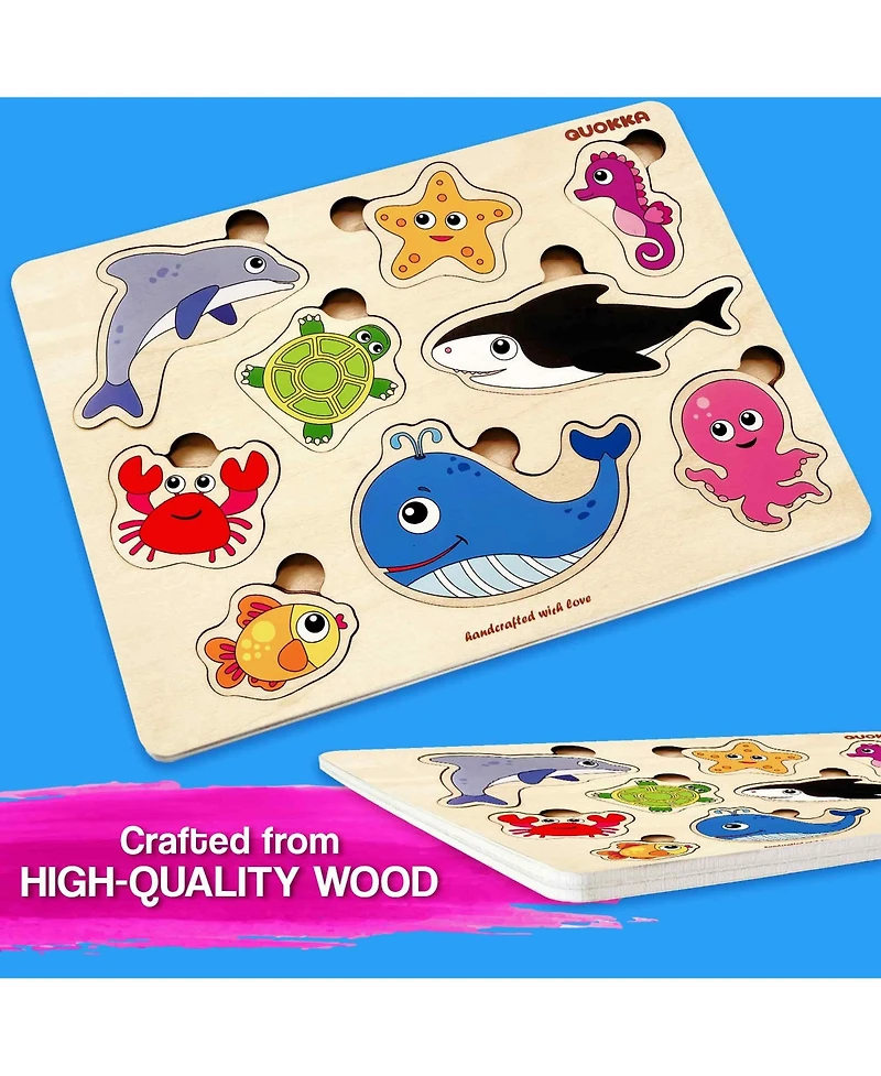 Quokka Wooden Puzzles for Toddlers 1-2 – Pegged Puzzles Animal Sea
