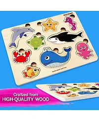 Quokka Wooden Puzzles for Toddlers 1-2 – Pegged Puzzles Animal Sea