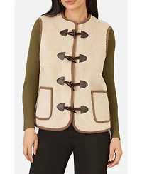 Yumi Women's Faux Leather Button Detail Gilet