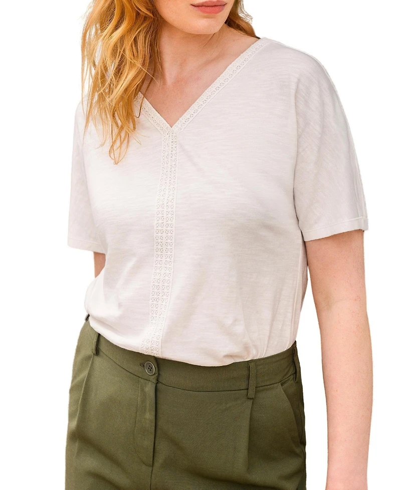 Celtic & Co. Women's Slub Jersey V-Neck Trim Top