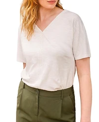 Celtic & Co. Women's Slub Jersey V-Neck Trim Top