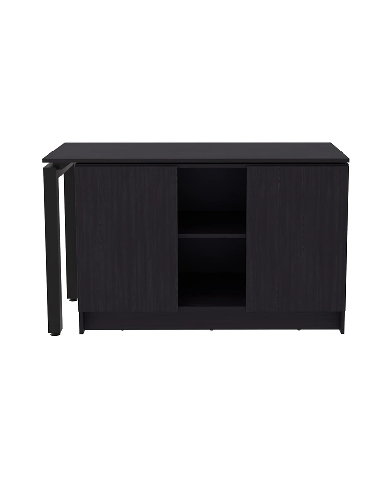 Fm Furniture Elfrida Desk, Two Open Storage Shelves, Wenge
