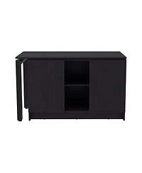 Fm Furniture Elfrida Desk, Two Open Storage Shelves, Wenge
