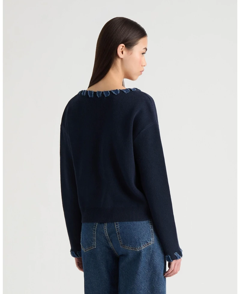 Nvlt Women's Cardigan with Denim Trim