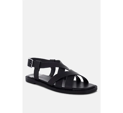 Rag & Co Womens Kapaka Real Leather Flat Gladiator Sandals