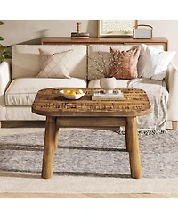 Tribesigns 31.5" Solid Wood Square Coffee Table, Farmhouse Center Table with Rounded Corners, for Living Room, Office, Apartment, Small Places