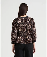 Nvlt Women's Peplum Blouse with Ric Rac Detailing
